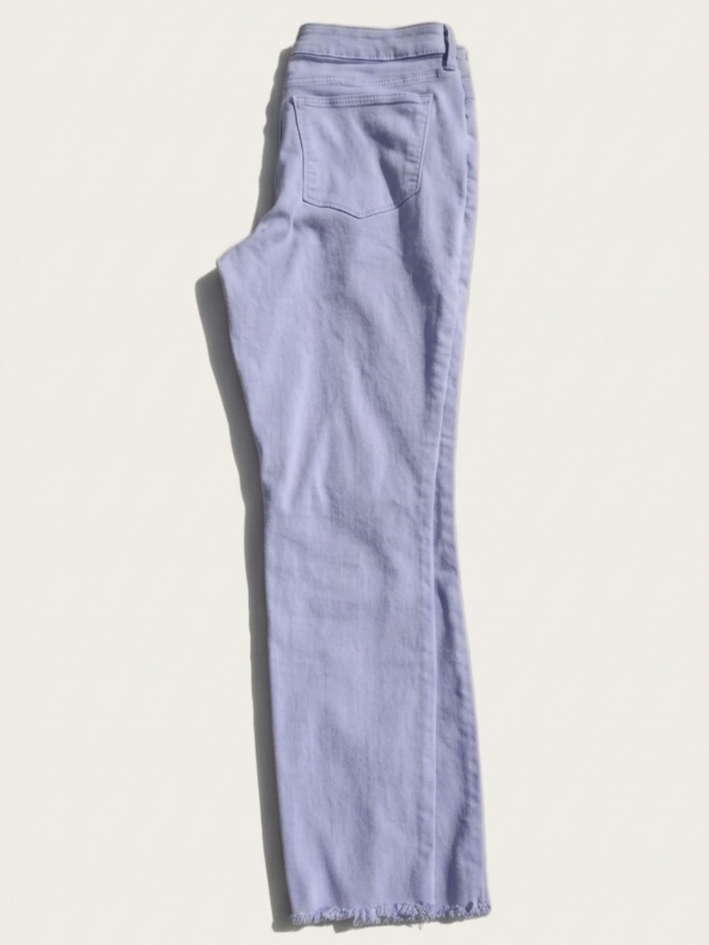 Soft Lavender Raw Hem Slim Fit Pants